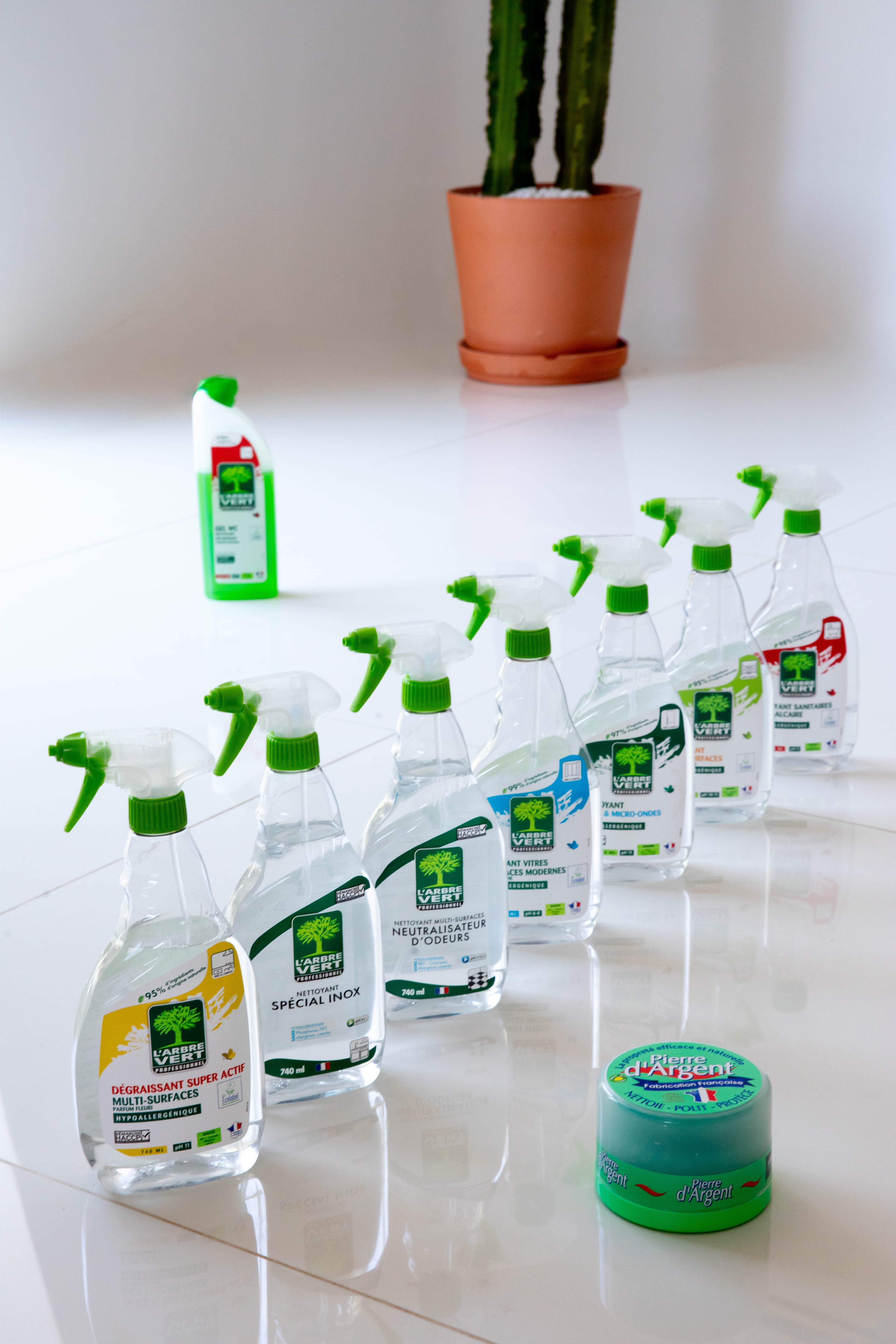 Produits ménagers L'Arbre Vert éco-labellisés — conciergerie Almaïa Azura à Hyères