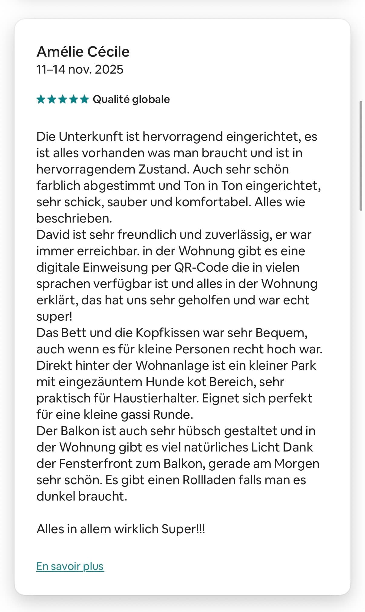 Expérience voyageur - commentaire allemand