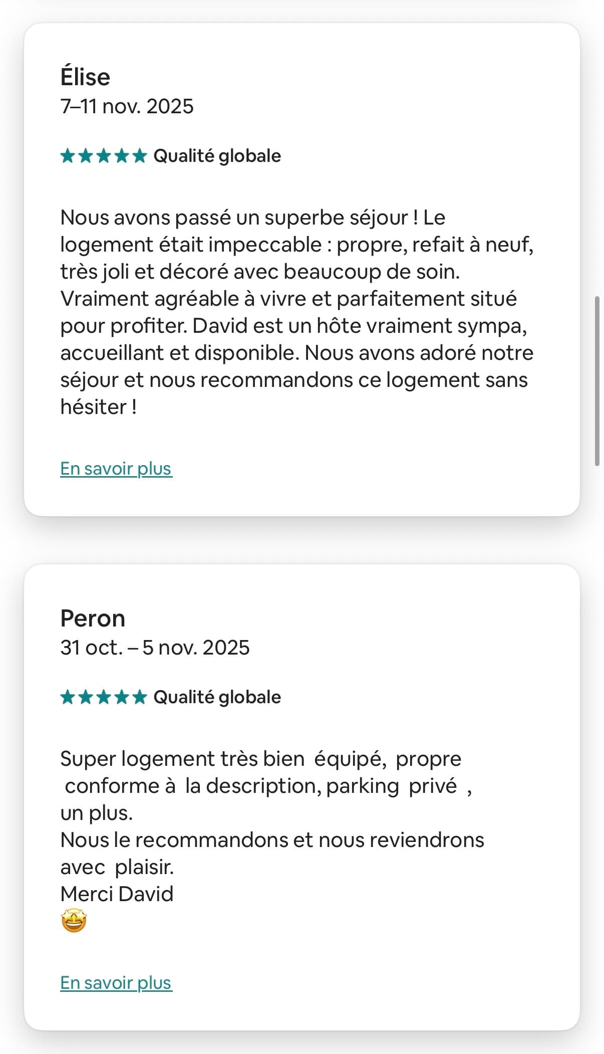 Expérience voyageur - commentaire Novembre